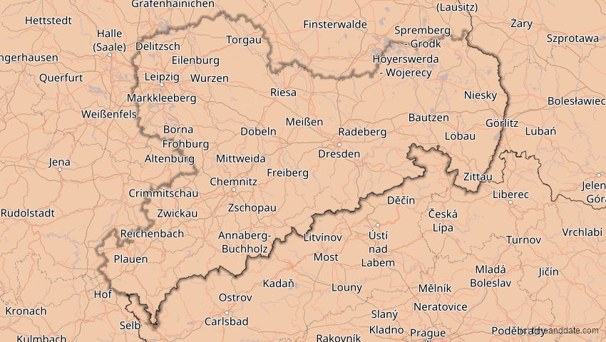 A map of Sachsen, Deutschland, showing the path of the 4. Jan 2011 Partielle Sonnenfinsternis