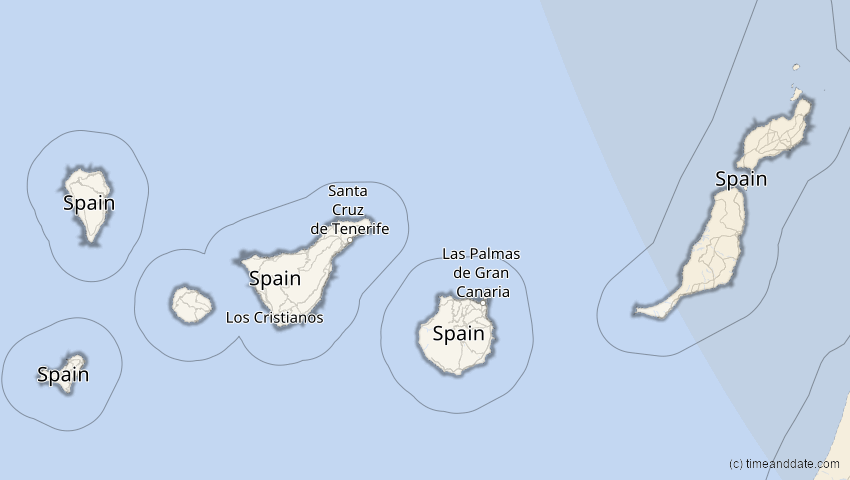 A map of Kanarische Inseln, Spanien, showing the path of the 4. Jan 2011 Partielle Sonnenfinsternis