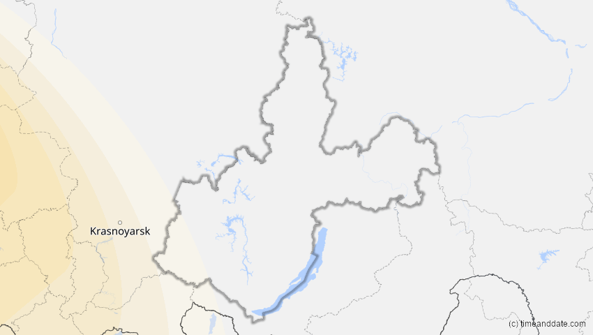 A map of Irkutsk, Russland, showing the path of the 4. Jan 2011 Partielle Sonnenfinsternis
