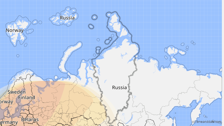 A map of Krasnojarsk, Russland, showing the path of the 4. Jan 2011 Partielle Sonnenfinsternis