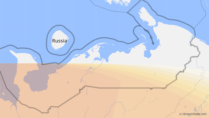 A map of Nenzen, Russland, showing the path of the 4. Jan 2011 Partielle Sonnenfinsternis