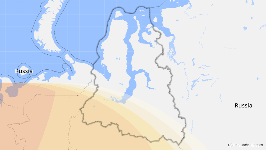 A map of Jamal-Nenzen, Russland, showing the path of the 4. Jan 2011 Partielle Sonnenfinsternis