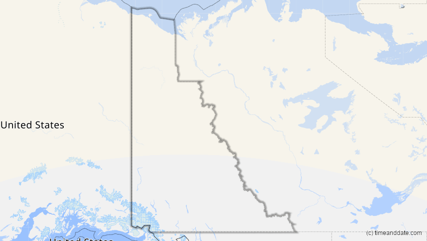 A map of Yukon, Kanada, showing the path of the 1. Jun 2011 Partielle Sonnenfinsternis