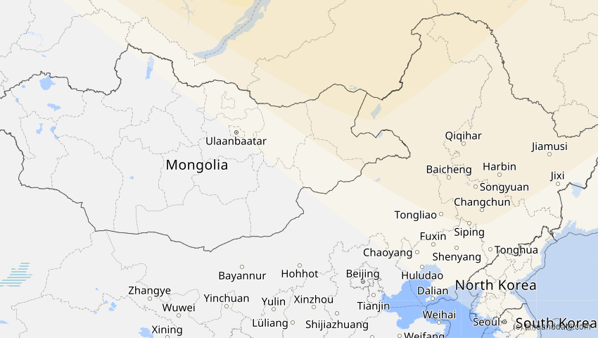 A map of Innere Mongolei, China, showing the path of the 2. Jun 2011 Partielle Sonnenfinsternis