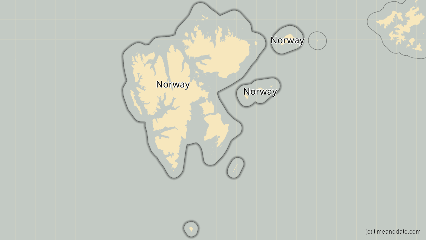 A map of Spitzbergen, Norwegen, showing the path of the 1–2. Jun 2011 Partielle Sonnenfinsternis