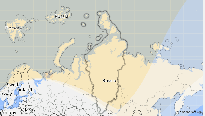 A map of Krasnojarsk, Russland, showing the path of the 2. Jun 2011 Partielle Sonnenfinsternis