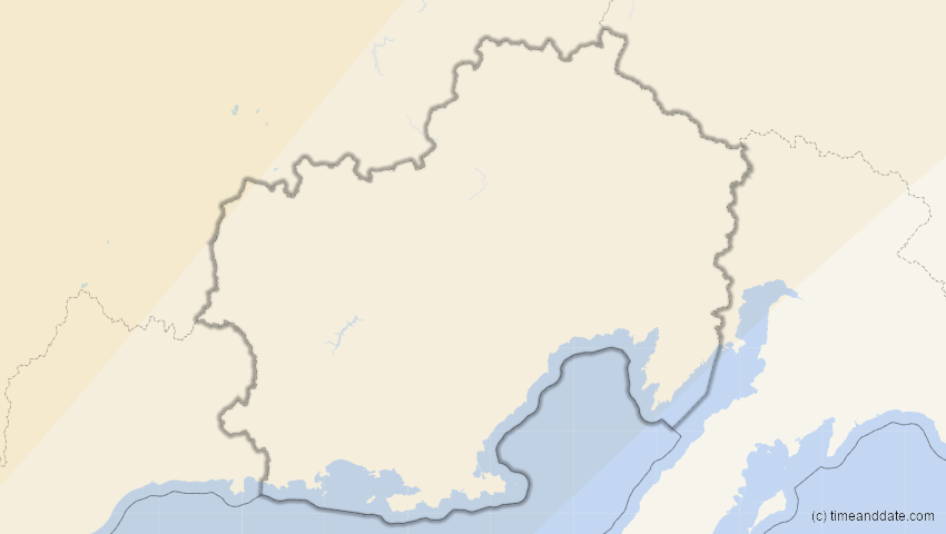 A map of Magadan, Russland, showing the path of the 2. Jun 2011 Partielle Sonnenfinsternis