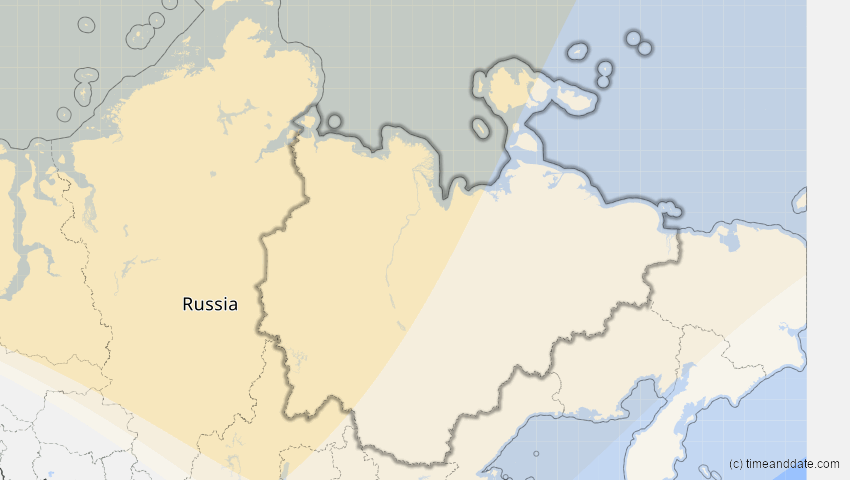 A map of Sacha (Jakutien), Russland, showing the path of the 2. Jun 2011 Partielle Sonnenfinsternis