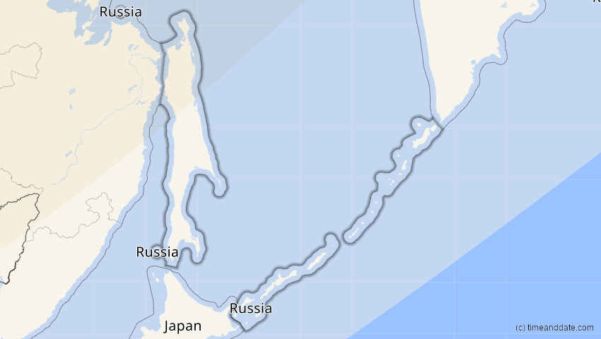 A map of Sachalin, Russland, showing the path of the 2. Jun 2011 Partielle Sonnenfinsternis