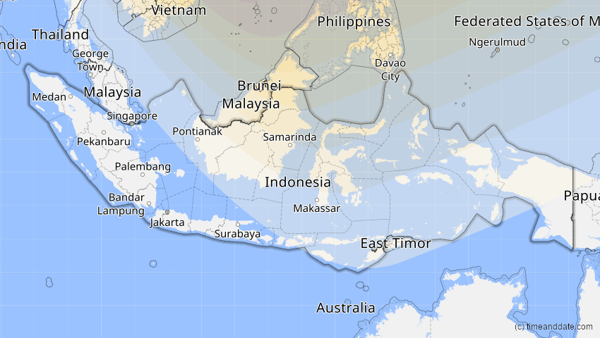 A map of Indonesien, showing the path of the 21. Mai 2012 Ringförmige Sonnenfinsternis