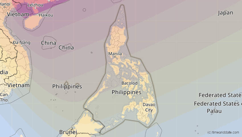 A map of Philippinen, showing the path of the 21. Mai 2012 Ringförmige Sonnenfinsternis