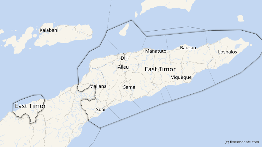 A map of Osttimor, showing the path of the 21. Mai 2012 Ringförmige Sonnenfinsternis
