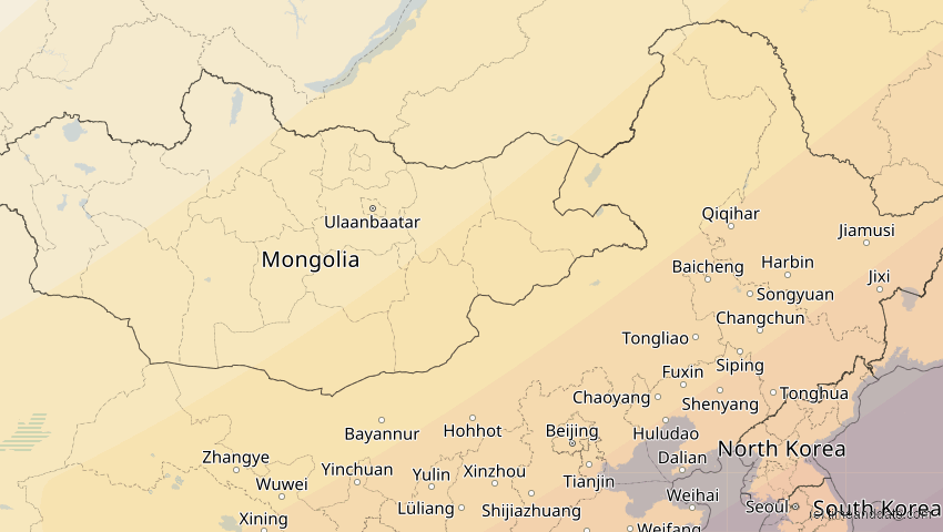 A map of Innere Mongolei, China, showing the path of the 21. Mai 2012 Ringförmige Sonnenfinsternis