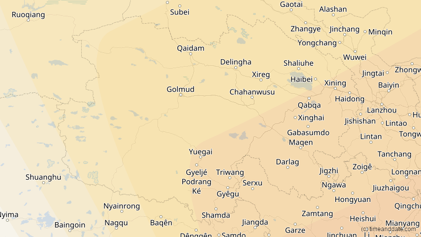 A map of Qinghai, China, showing the path of the 21. Mai 2012 Ringförmige Sonnenfinsternis