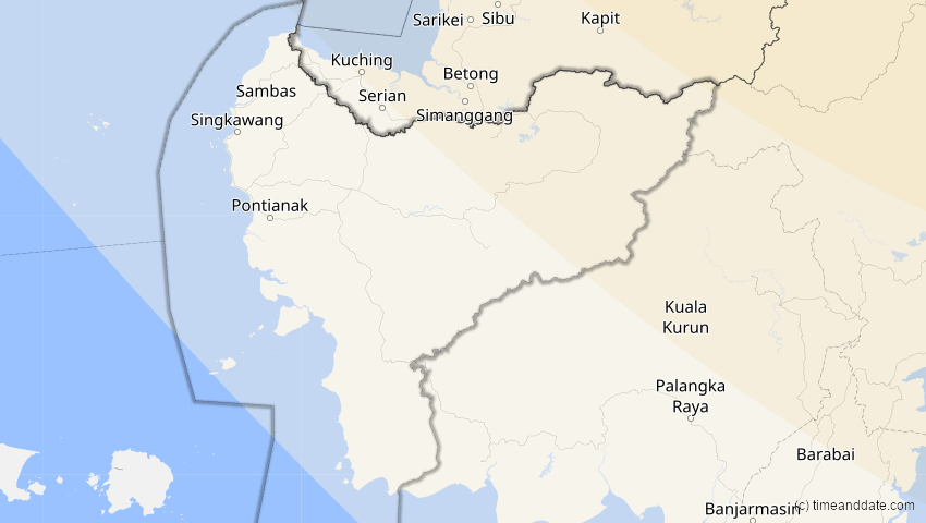 A map of Kalimantan Barat, Indonesien, showing the path of the 21. Mai 2012 Ringförmige Sonnenfinsternis