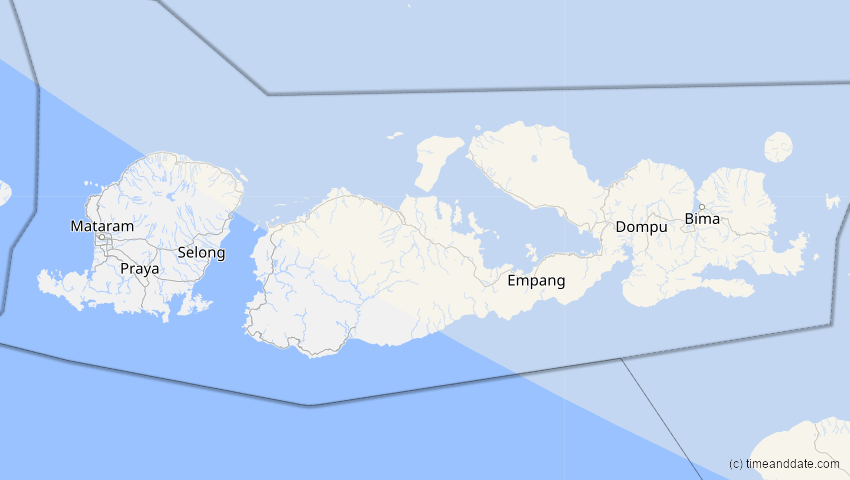 A map of Nusa Tenggara Barat, Indonesien, showing the path of the 21. Mai 2012 Ringförmige Sonnenfinsternis