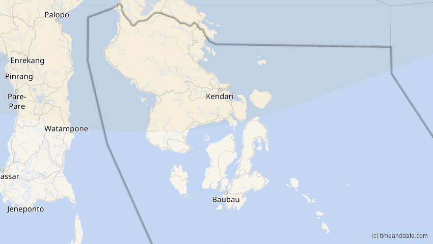A map of Sulawesi Tenggara, Indonesien, showing the path of the 21. Mai 2012 Ringförmige Sonnenfinsternis