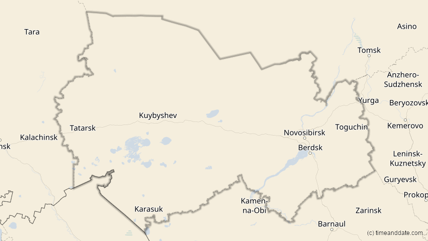 A map of Nowosibirsk, Russland, showing the path of the 21. Mai 2012 Ringförmige Sonnenfinsternis