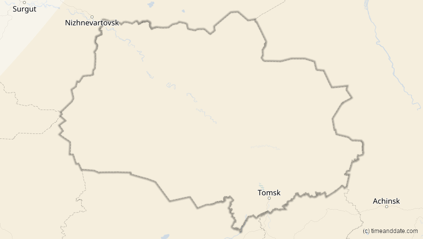A map of Tomsk, Russland, showing the path of the 21. Mai 2012 Ringförmige Sonnenfinsternis