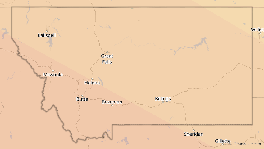 A map of Montana, USA, showing the path of the 20. Mai 2012 Ringförmige Sonnenfinsternis