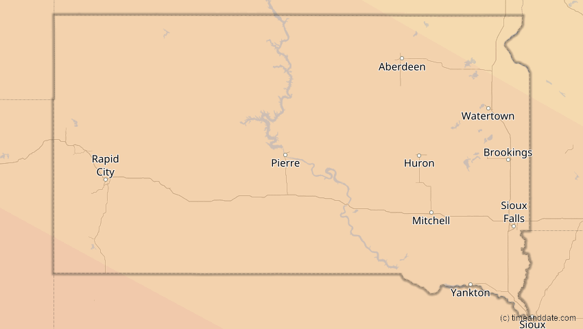 A map of South Dakota, USA, showing the path of the 20. Mai 2012 Ringförmige Sonnenfinsternis