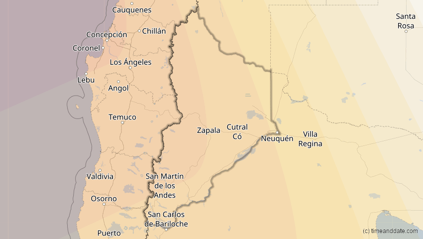 A map of Neuquén, Argentinien, showing the path of the 13. Nov 2012 Totale Sonnenfinsternis