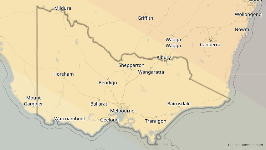 A map of Victoria, Australien, showing the path of the 14. Nov 2012 Totale Sonnenfinsternis