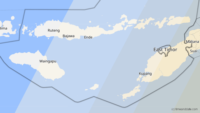 A map of Nusa Tenggara Timur, Indonesien, showing the path of the 14. Nov 2012 Totale Sonnenfinsternis