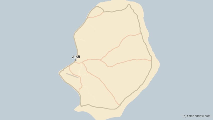 A map of Niue, showing the path of the 9. Mai 2013 Ringförmige Sonnenfinsternis
