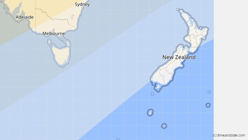 A map of Neuseeland, showing the path of the 10. Mai 2013 Ringförmige Sonnenfinsternis