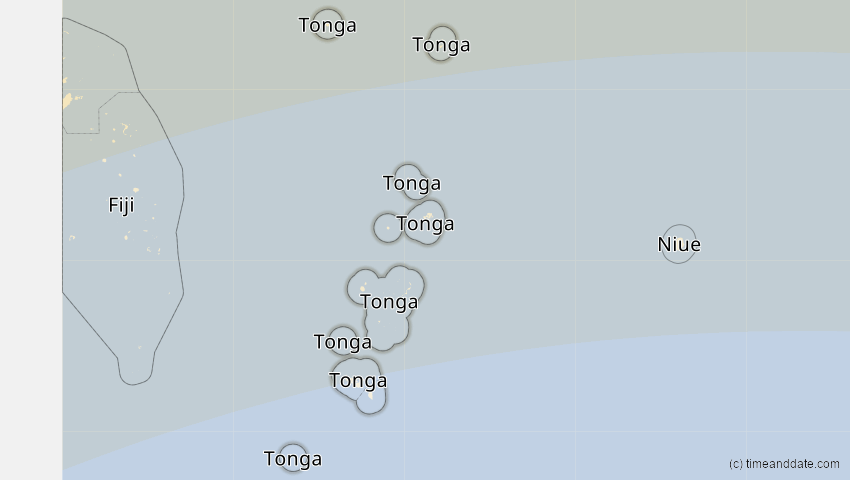 A map of Tonga, showing the path of the 10. Mai 2013 Ringförmige Sonnenfinsternis