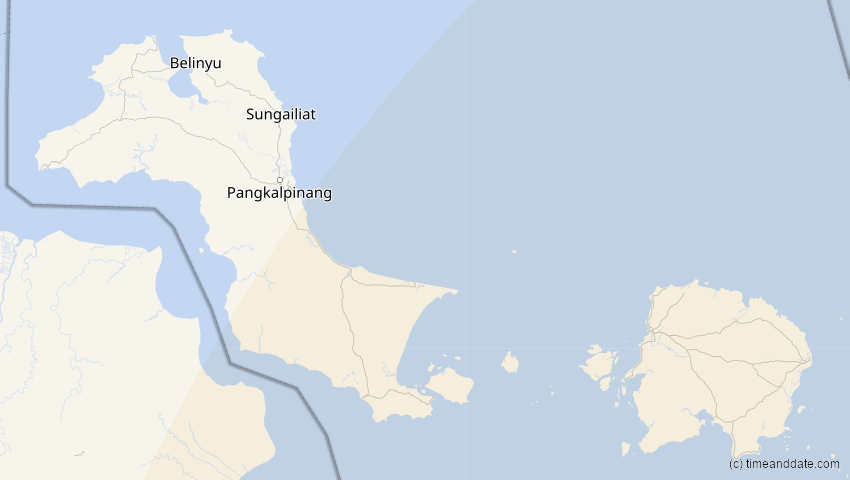A map of Bangka-Belitung, Indonesien, showing the path of the 10. Mai 2013 Ringförmige Sonnenfinsternis