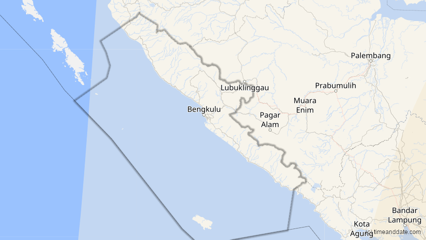 A map of Bengkulu, Indonesien, showing the path of the 10. Mai 2013 Ringförmige Sonnenfinsternis