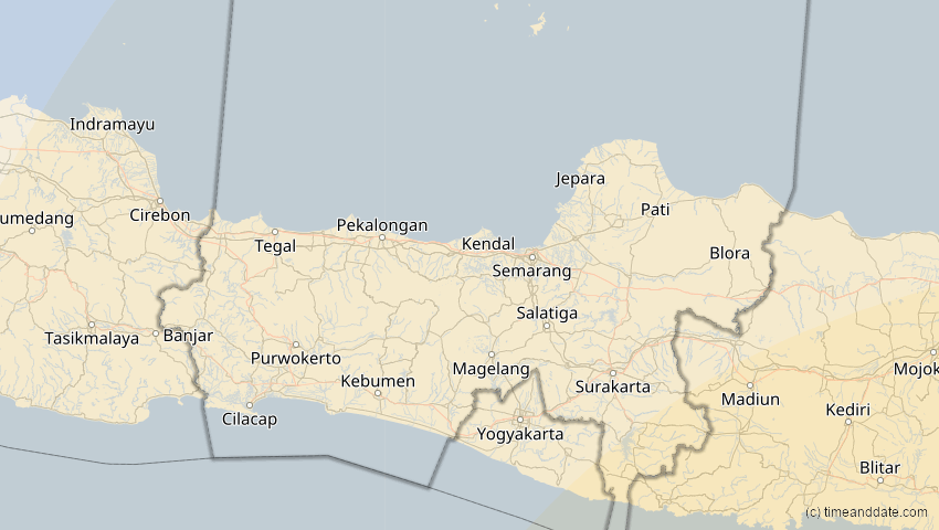 A map of Jawa Tengah, Indonesien, showing the path of the 10. Mai 2013 Ringförmige Sonnenfinsternis