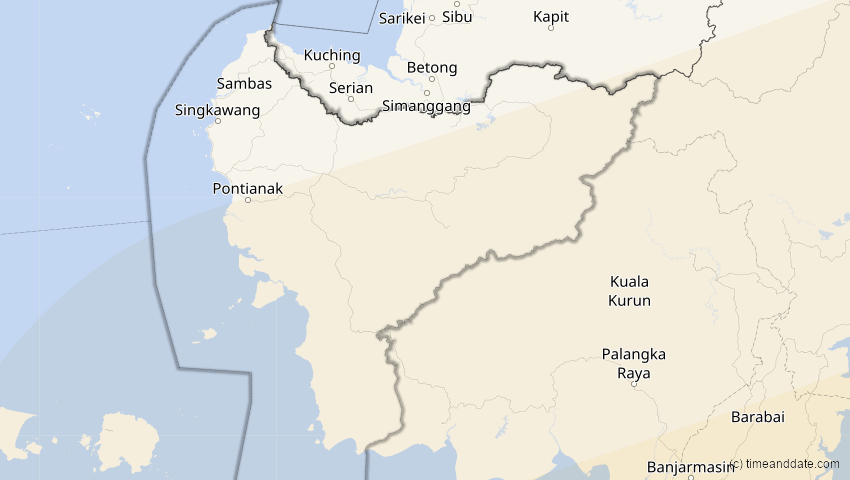 A map of Kalimantan Barat, Indonesien, showing the path of the 10. Mai 2013 Ringförmige Sonnenfinsternis