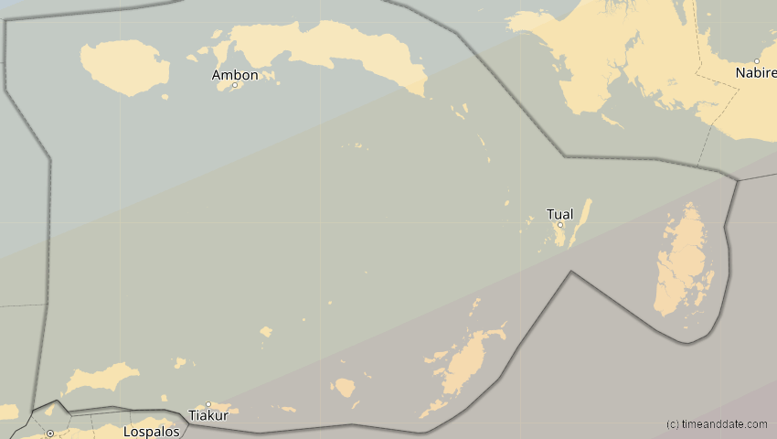 A map of Maluku, Indonesien, showing the path of the 10. Mai 2013 Ringförmige Sonnenfinsternis