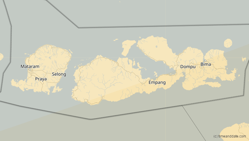 A map of Nusa Tenggara Barat, Indonesien, showing the path of the 10. Mai 2013 Ringförmige Sonnenfinsternis