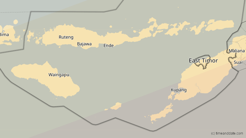 A map of Nusa Tenggara Timur, Indonesien, showing the path of the 10. Mai 2013 Ringförmige Sonnenfinsternis