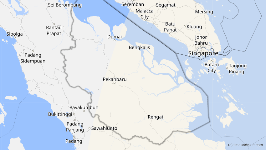 A map of Riau, Indonesien, showing the path of the 10. Mai 2013 Ringförmige Sonnenfinsternis