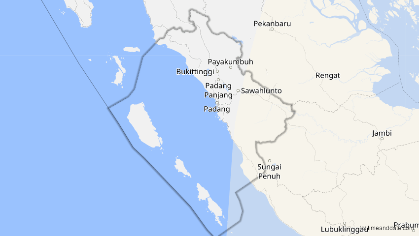 A map of Sumatera Barat, Indonesien, showing the path of the 10. Mai 2013 Ringförmige Sonnenfinsternis