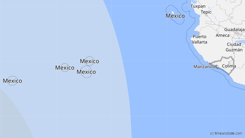 A map of Colima, Mexiko, showing the path of the 9. Mai 2013 Ringförmige Sonnenfinsternis