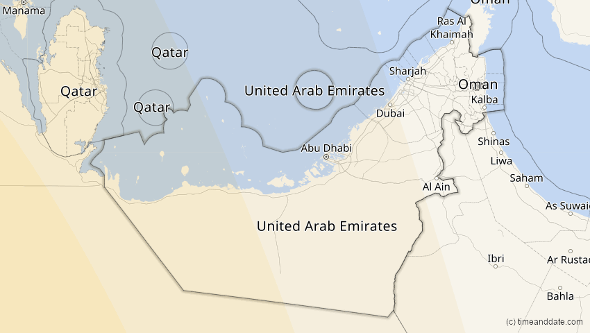 A map of Vereinigte Arabische Emirate, showing the path of the 3. Nov 2013 Totale Sonnenfinsternis