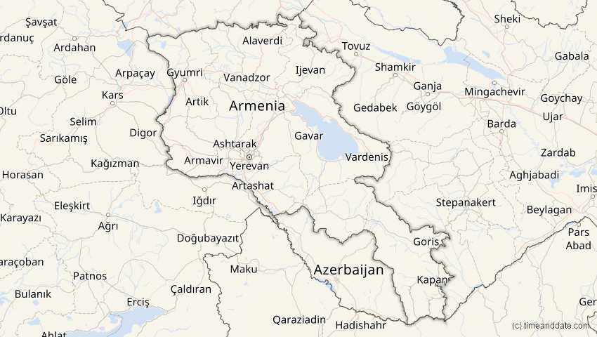A map of Armenien, showing the path of the 3. Nov 2013 Totale Sonnenfinsternis