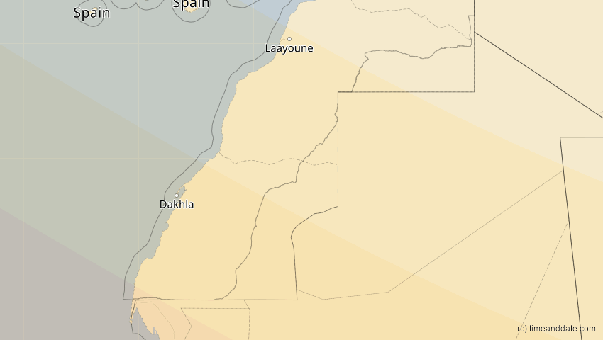 A map of Westsahara, showing the path of the 3. Nov 2013 Totale Sonnenfinsternis