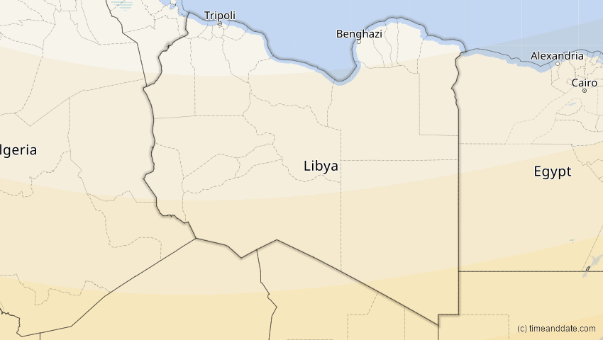 A map of Libyen, showing the path of the 3. Nov 2013 Totale Sonnenfinsternis