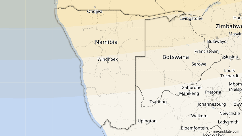 A map of Namibia, showing the path of the 3. Nov 2013 Totale Sonnenfinsternis