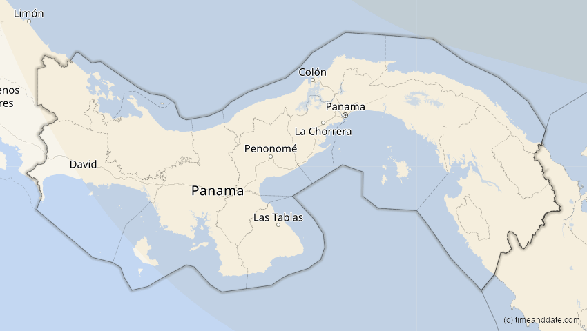 A map of Panama, showing the path of the 3. Nov 2013 Totale Sonnenfinsternis