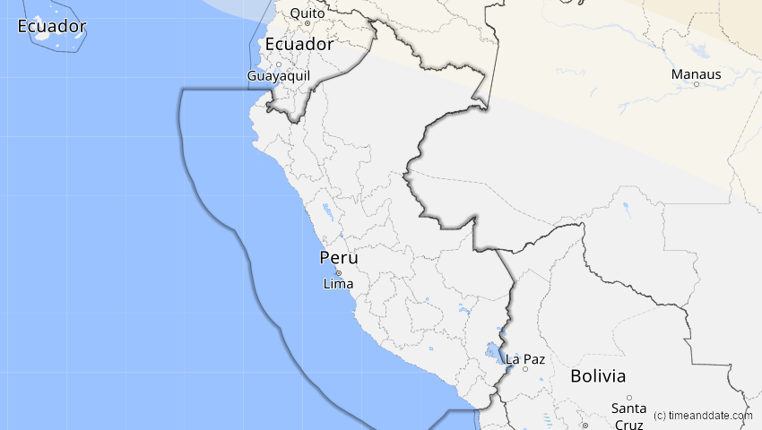 A map of Peru, showing the path of the 3. Nov 2013 Totale Sonnenfinsternis