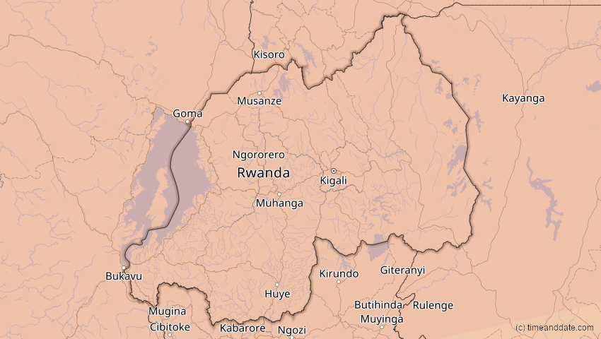 A map of Ruanda, showing the path of the 3. Nov 2013 Totale Sonnenfinsternis