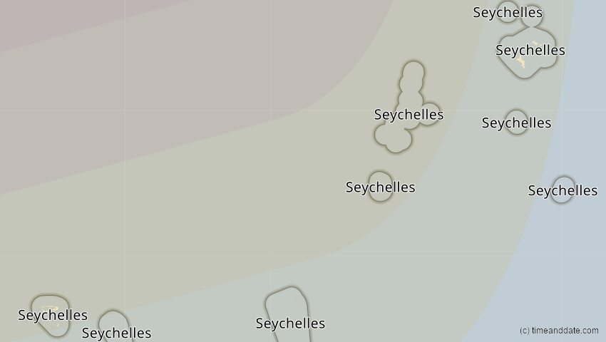 A map of Seychellen, showing the path of the 3. Nov 2013 Totale Sonnenfinsternis